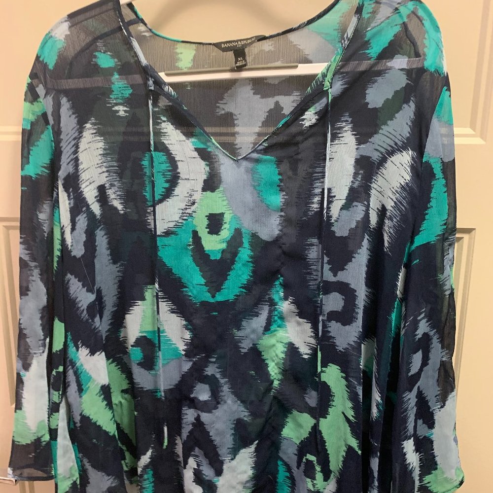 Banana Republic Patterned Blouse - Tie Front